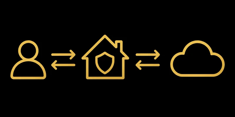 User connected to a shielded house that relays to the cloud